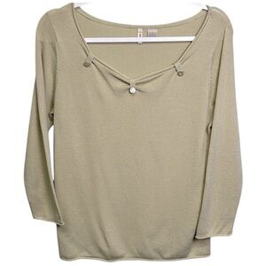 Moth Anthropologie Tan Rounded Neck Sweater with Elegant Design Size L